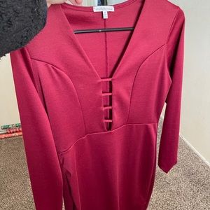 Long sleeve Maroon dress